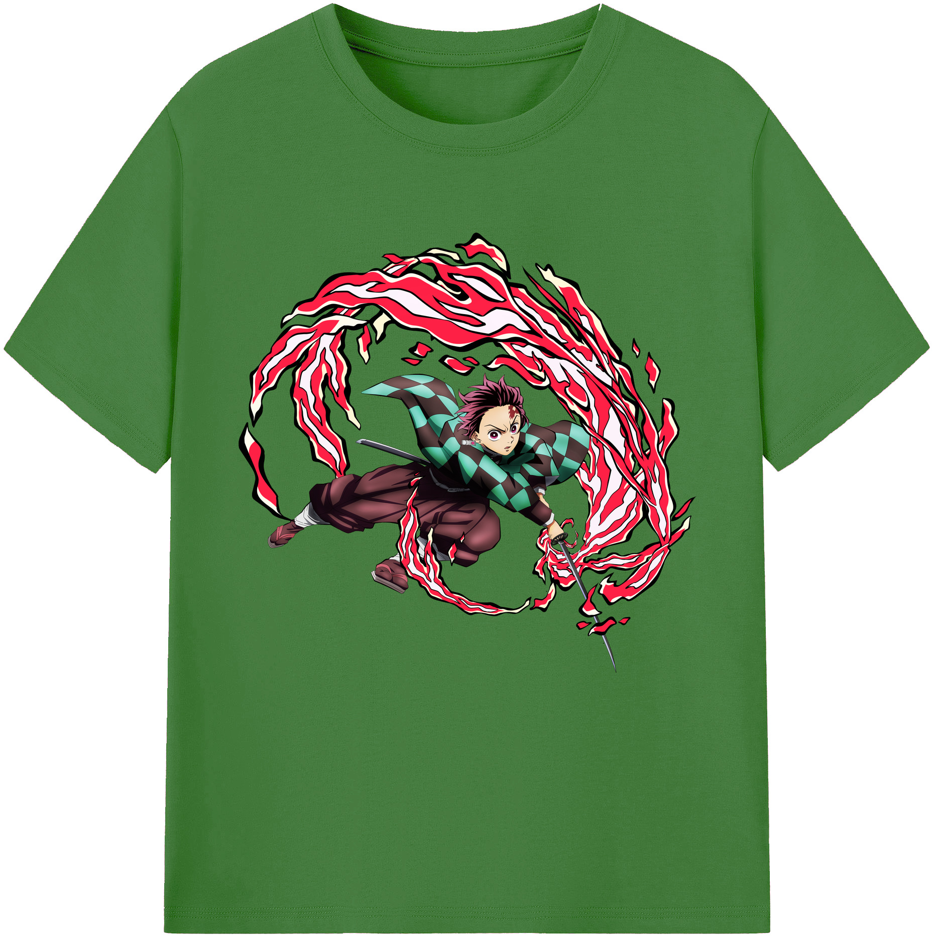 （画像用） 鬼滅の刃 竈門 炭治郎／かまど たんじろう Kamado Tanjirou レディースカジュアルプリントTシャツ（綿100％）